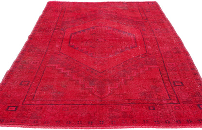 4 x 7 - Red Vintage Turkish Overdyed Rug - 54056