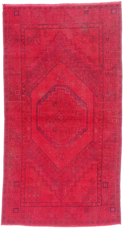 4 x 7 - Red Vintage Turkish Overdyed Rug - 54056
