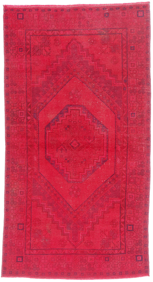 4 x 7 - Red Vintage Turkish Overdyed Rug - 54056