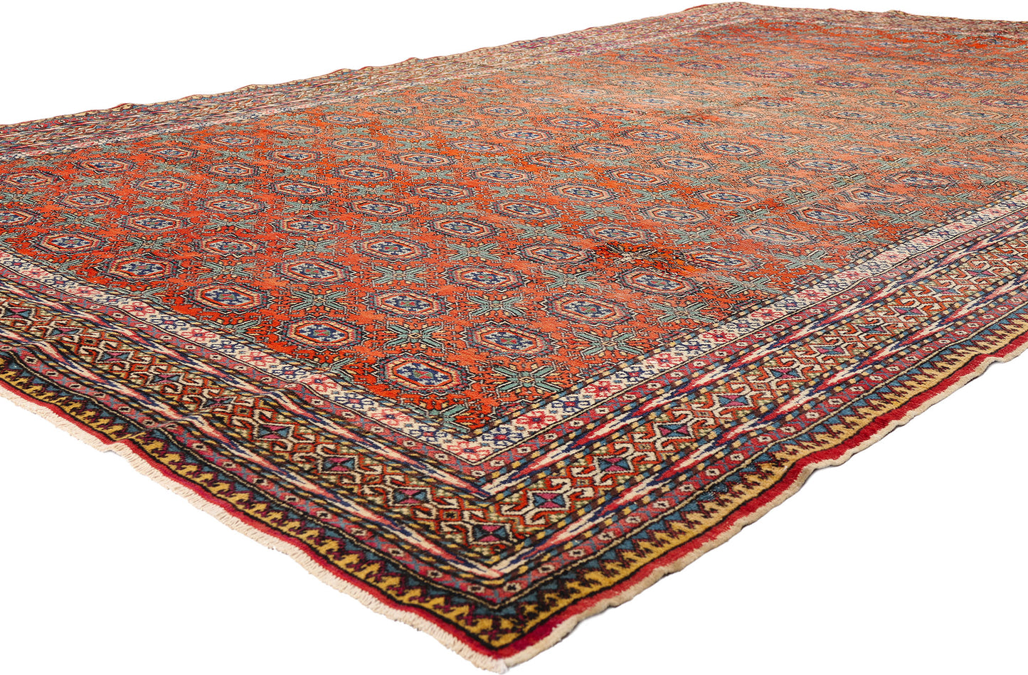 7 x 11 - Orange Vintage Turkish Sivas Rug - 54058