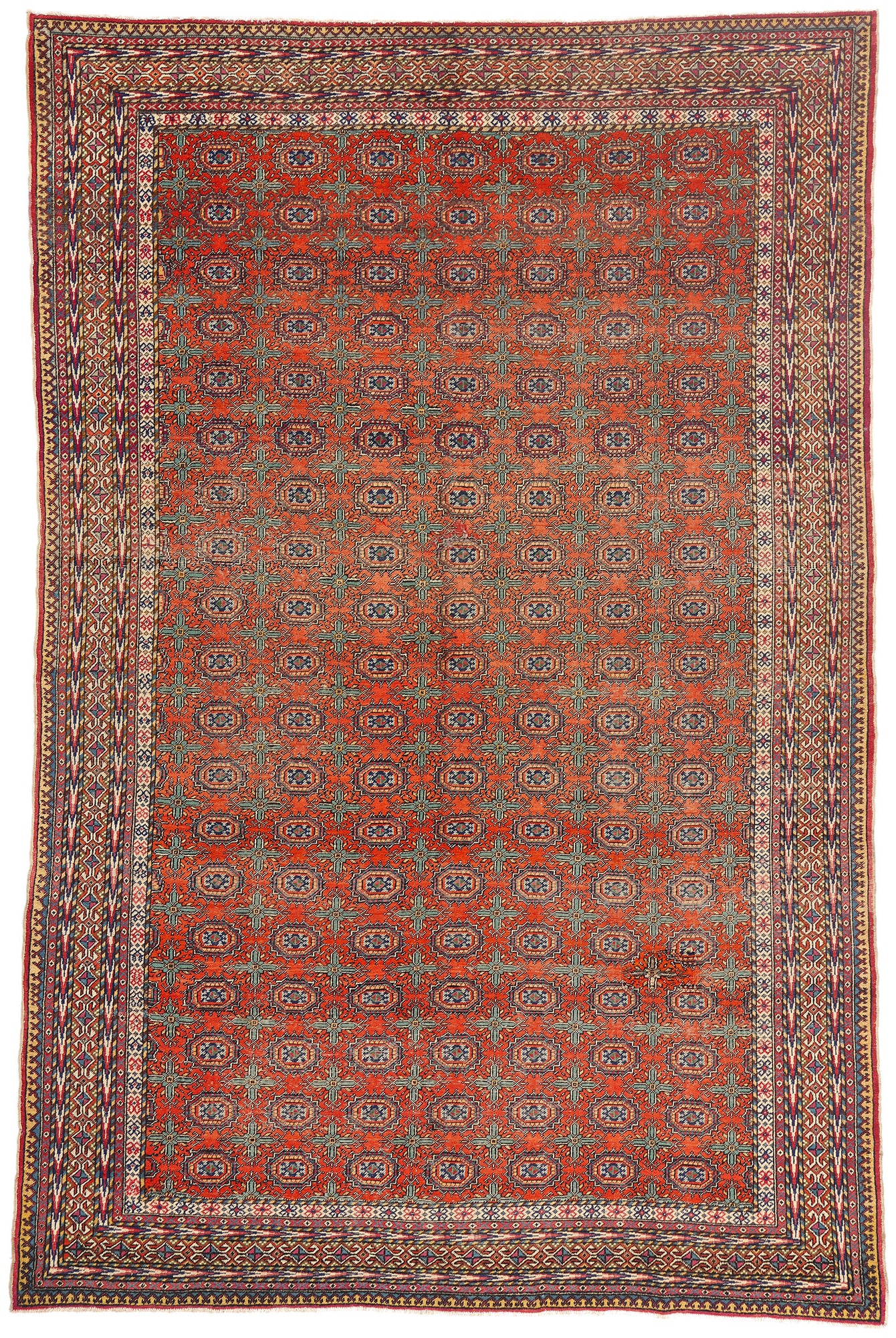 7 x 11 - Orange Vintage Turkish Sivas Rug - 54058