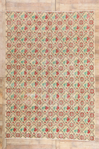 7 x 10 - Ivory Vintage Turkish Sivas Rug - 54059