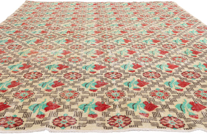 7 x 10 - Ivory Vintage Turkish Sivas Rug - 54059