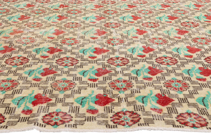 7 x 10 - Ivory Vintage Turkish Sivas Rug - 54059