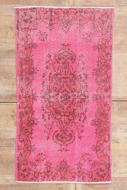 4 x 7 - Pink Vintage Turkish Overdyed Sivas Rug - 54060