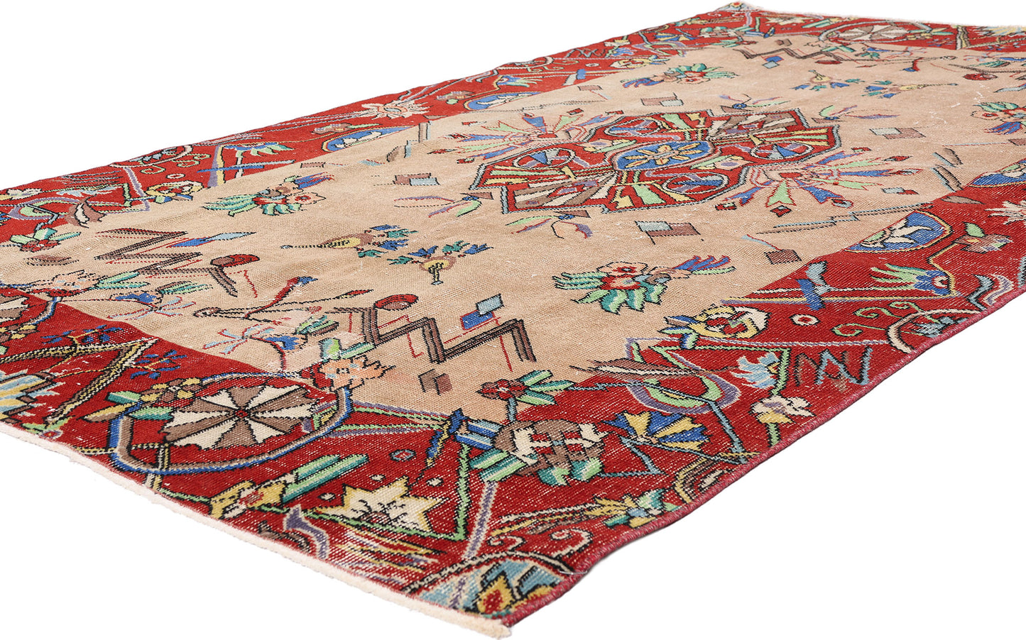5 x 8 - Tan Vintage Turkish Sivas Rug - 54061