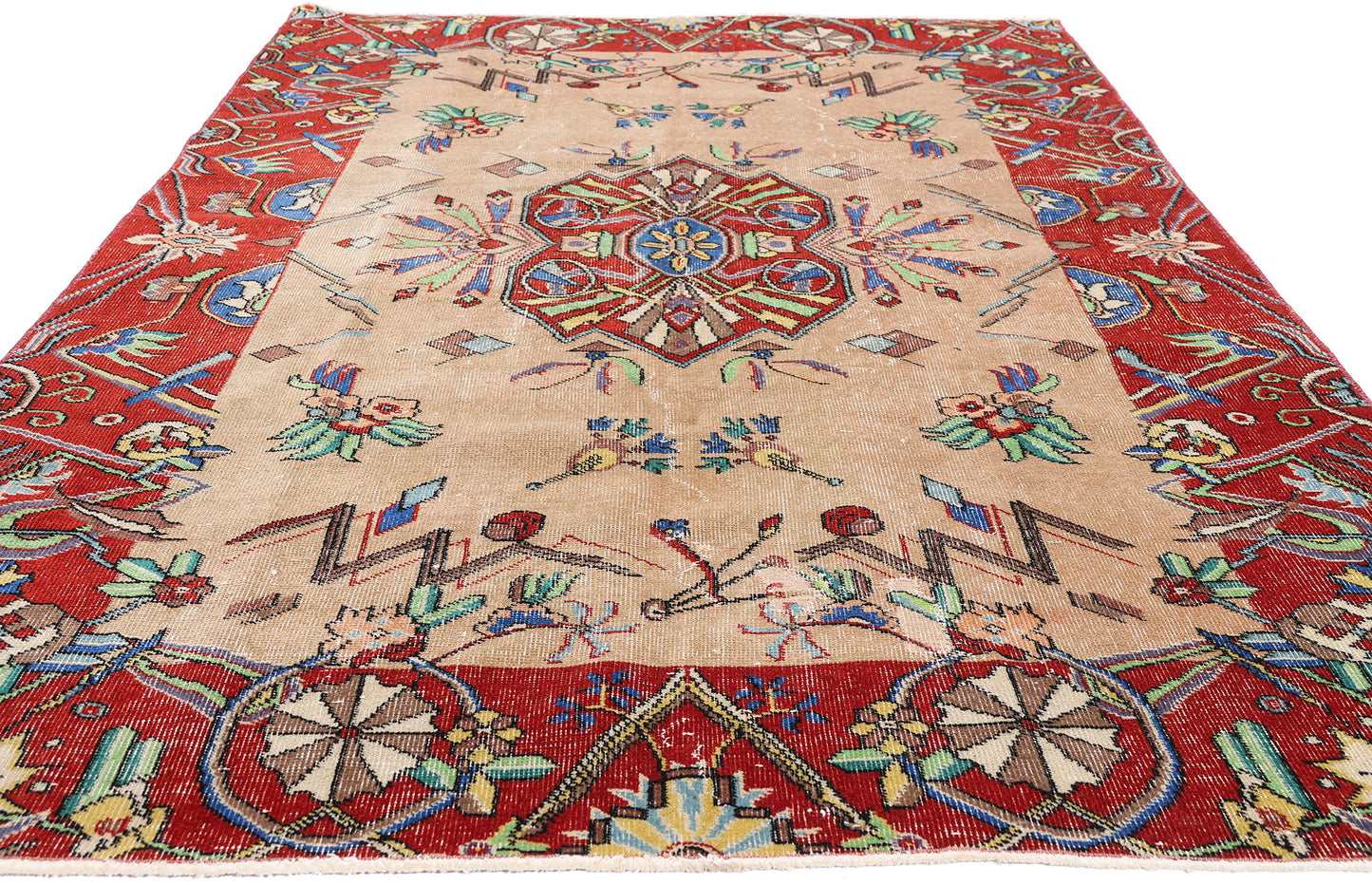 5 x 8 - Tan Vintage Turkish Sivas Rug - 54061