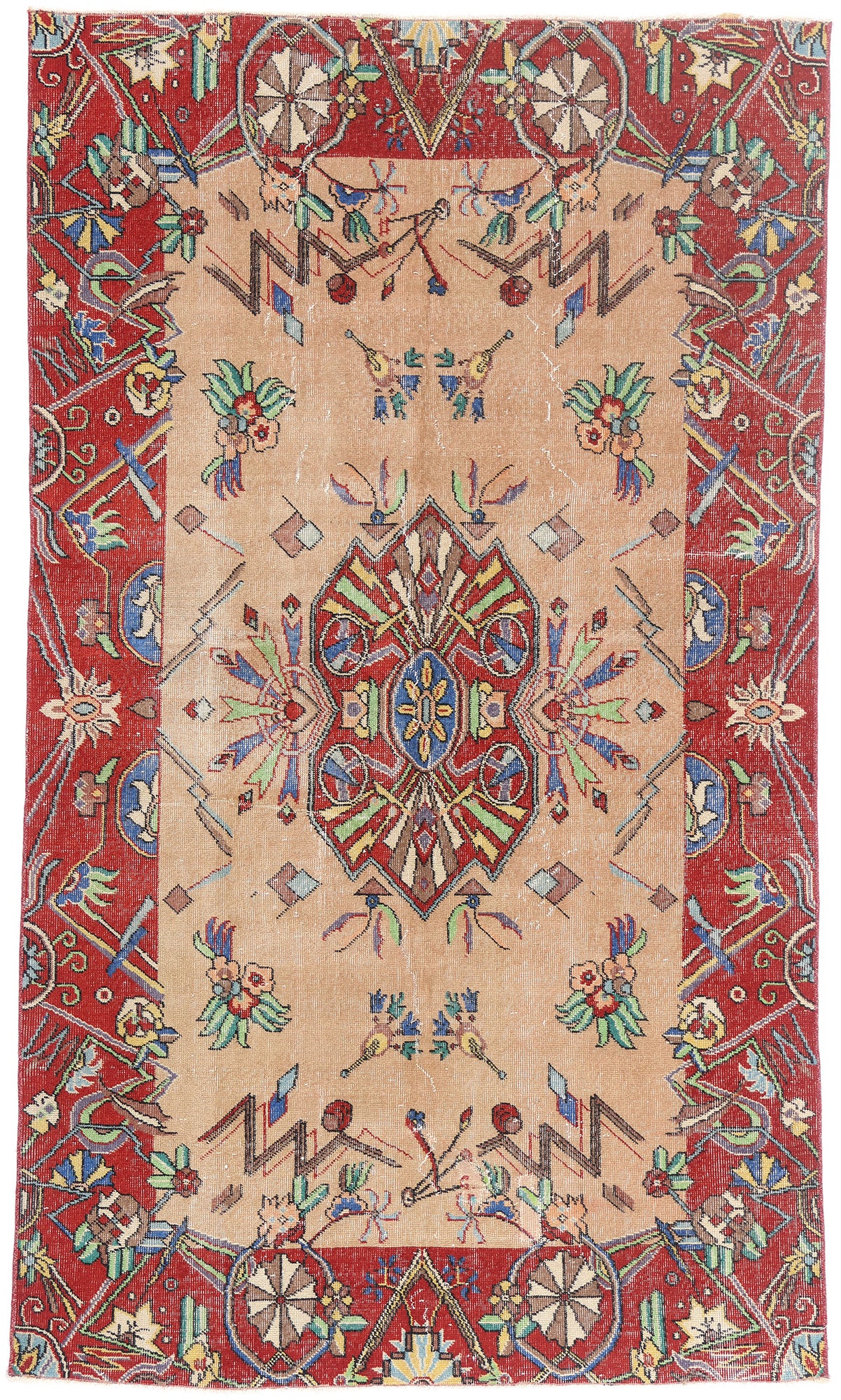 5 x 8 - Tan Vintage Turkish Sivas Rug - 54061