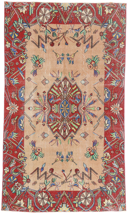 5 x 8 - Tan Vintage Turkish Sivas Rug - 54061