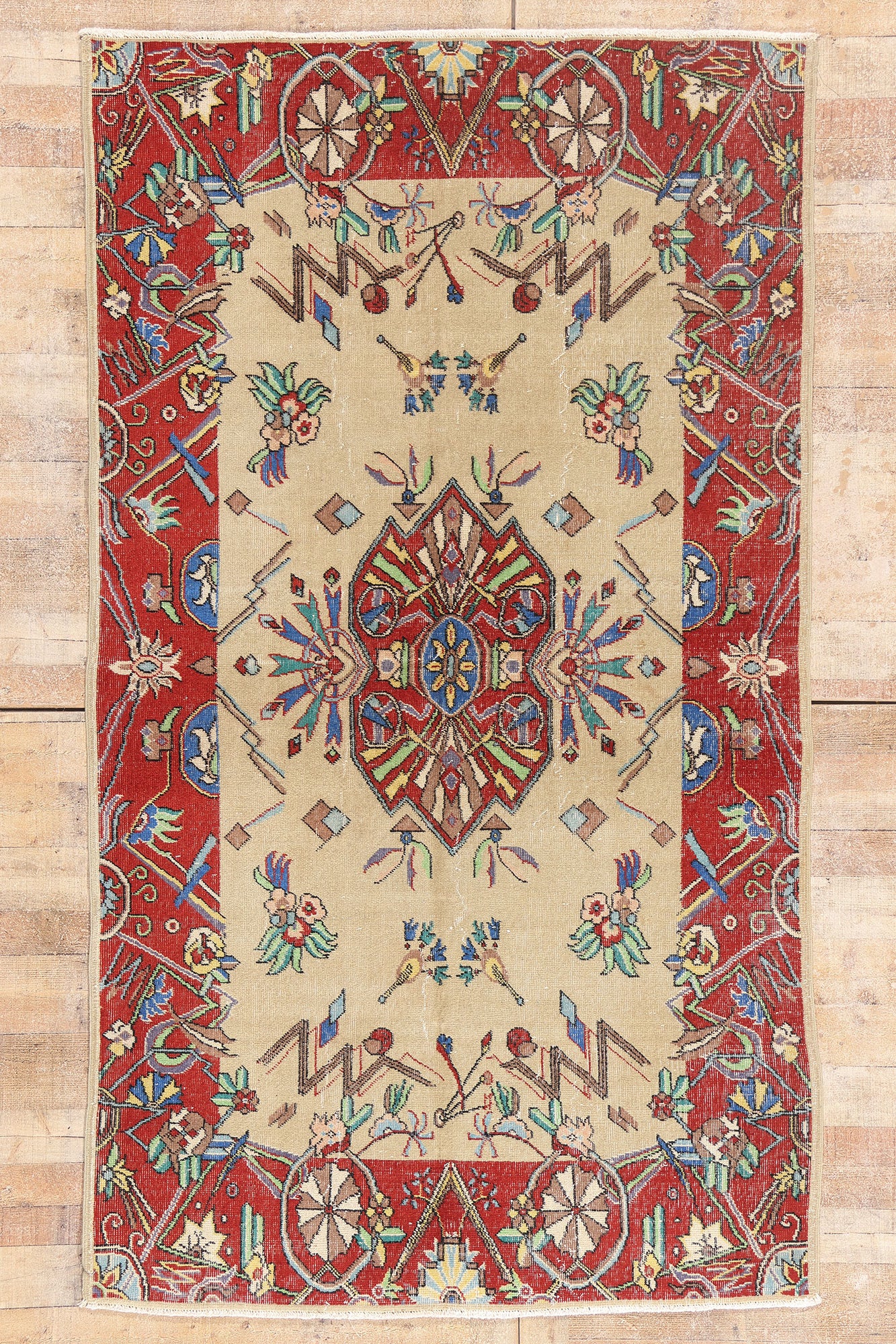 5 x 9 - Beige Vintage Turkish Sivas Rug - 54062