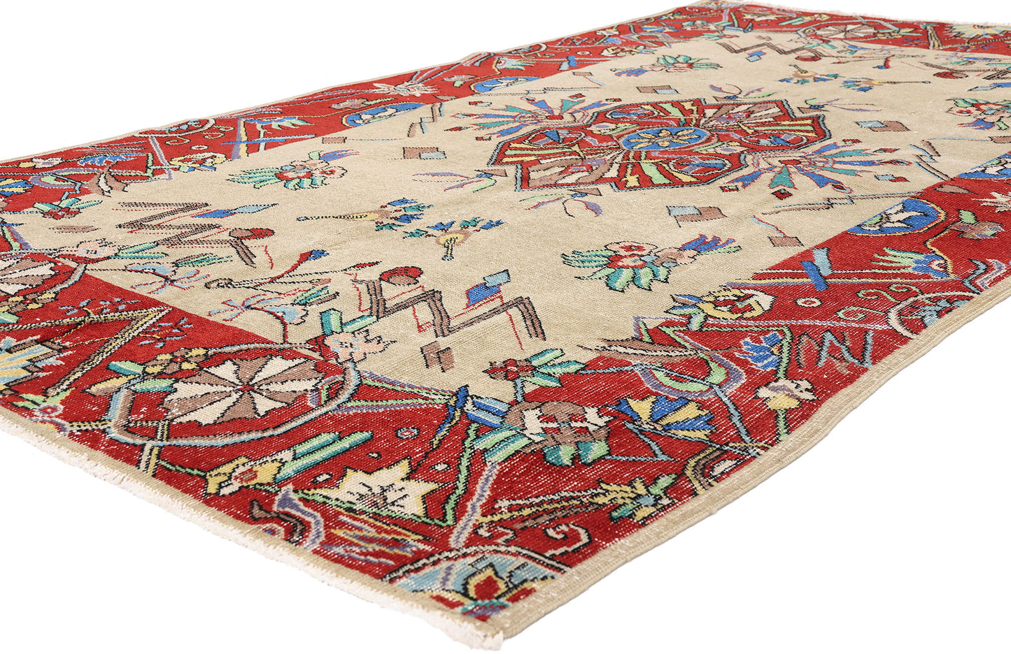 5 x 9 - Beige Vintage Turkish Sivas Rug - 54062