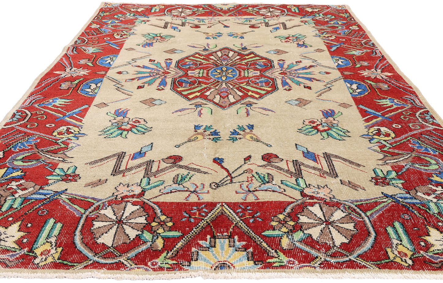 5 x 9 - Beige Vintage Turkish Sivas Rug - 54062