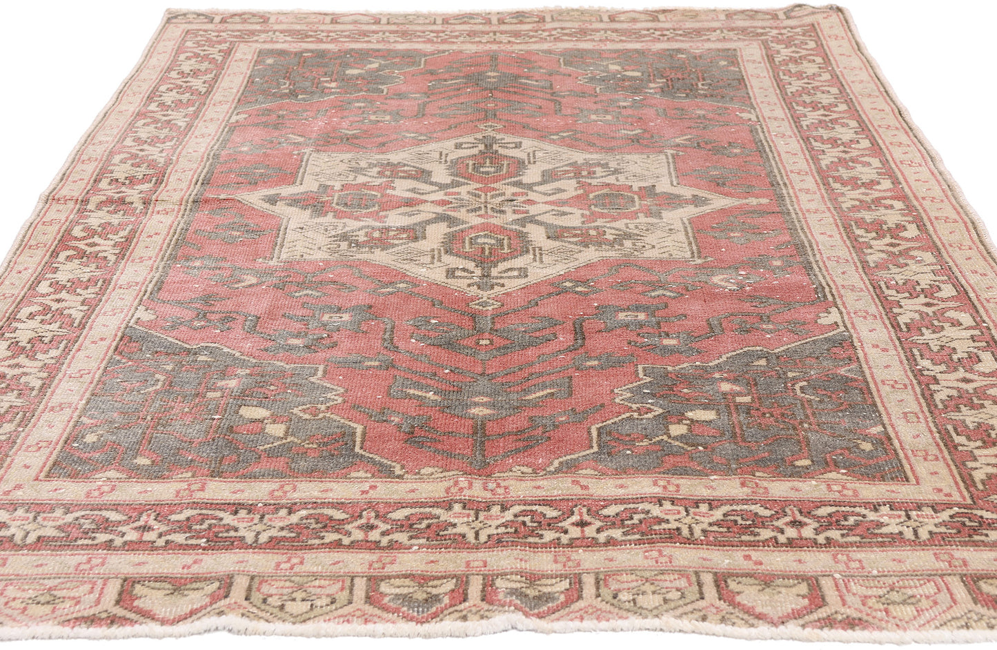 4 x 6 - Red Vintage Turkish Oushak Rug - 54063