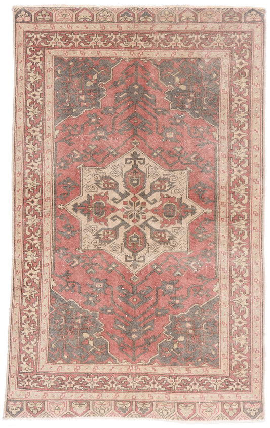 4 x 6 - Red Vintage Turkish Oushak Rug - 54063