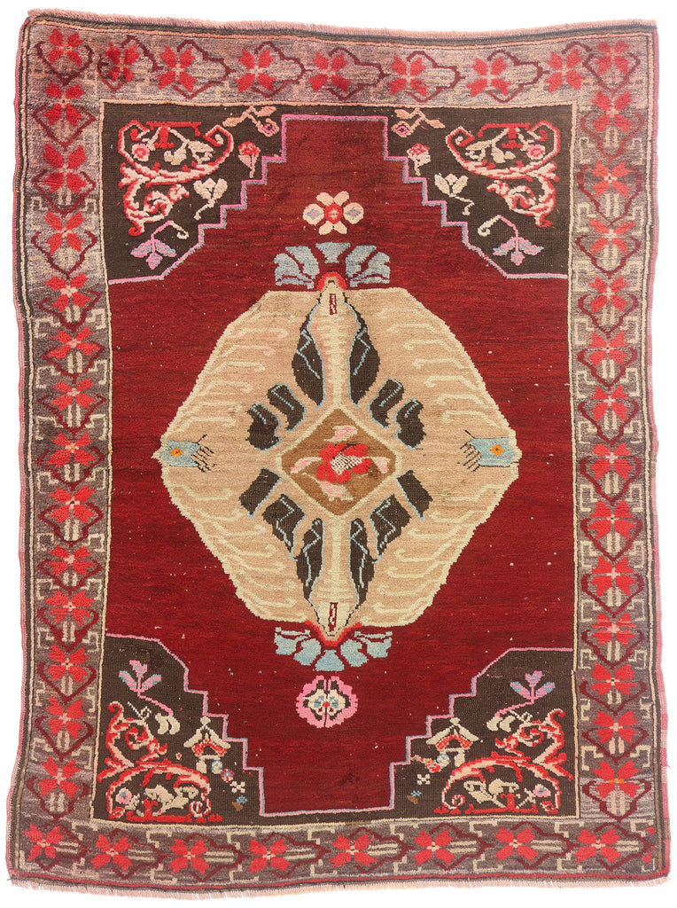 5 x 6 - Red Vintage Turkish Oushak Rug - 54064
