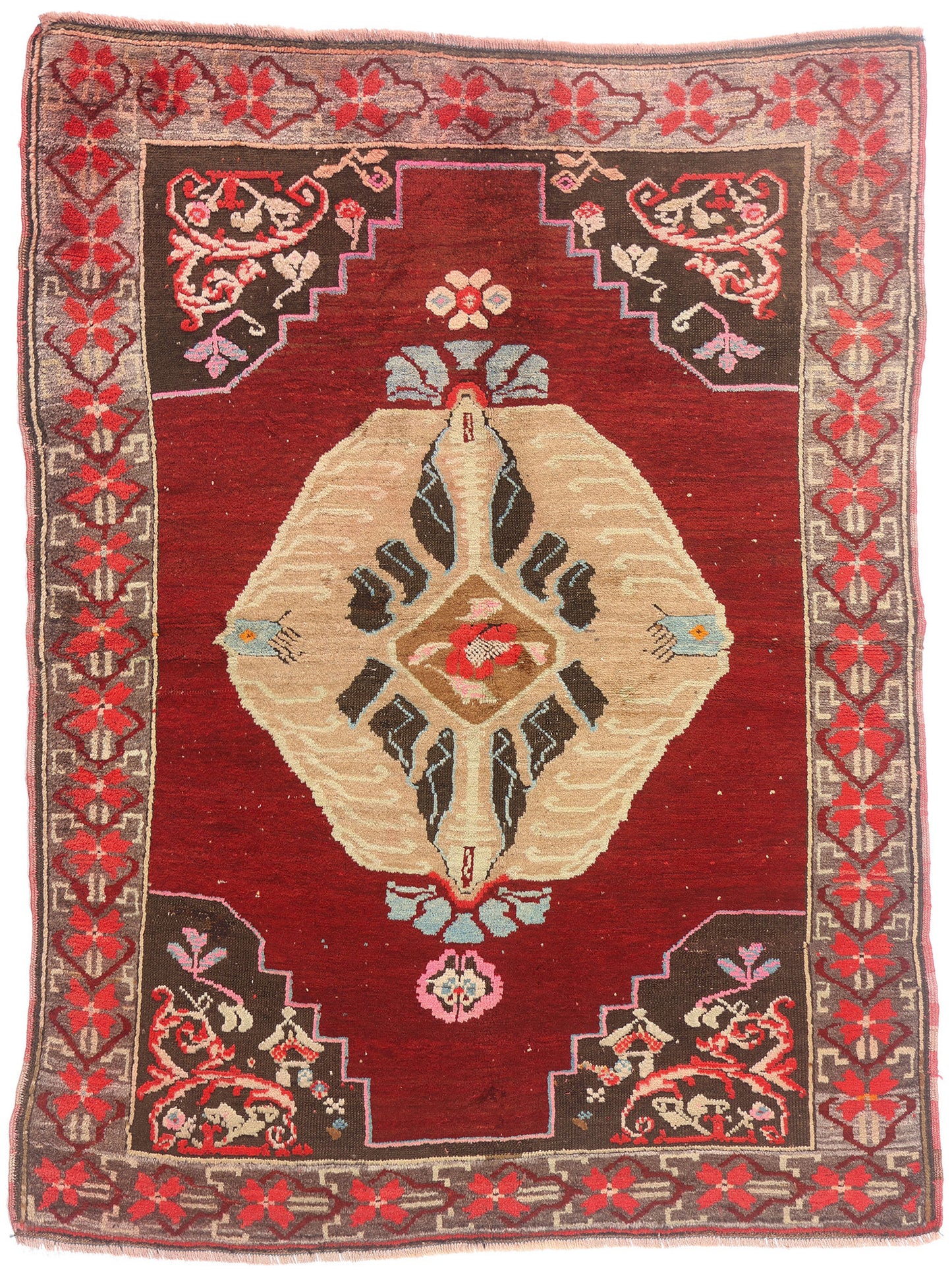 5 x 6 - Red Vintage Turkish Oushak Rug - 54064