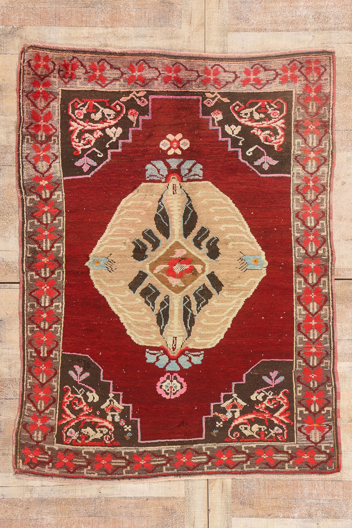 5 x 6 - Red Vintage Turkish Oushak Rug - 54064