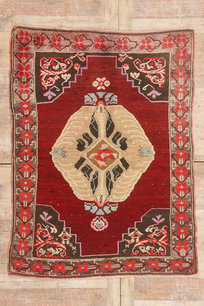 5 x 6 - Red Vintage Turkish Oushak Rug - 54064