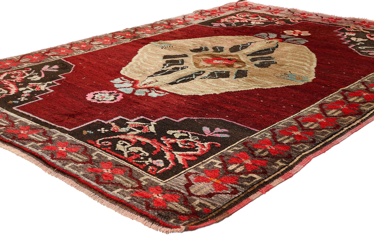 5 x 6 - Red Vintage Turkish Oushak Rug - 54064