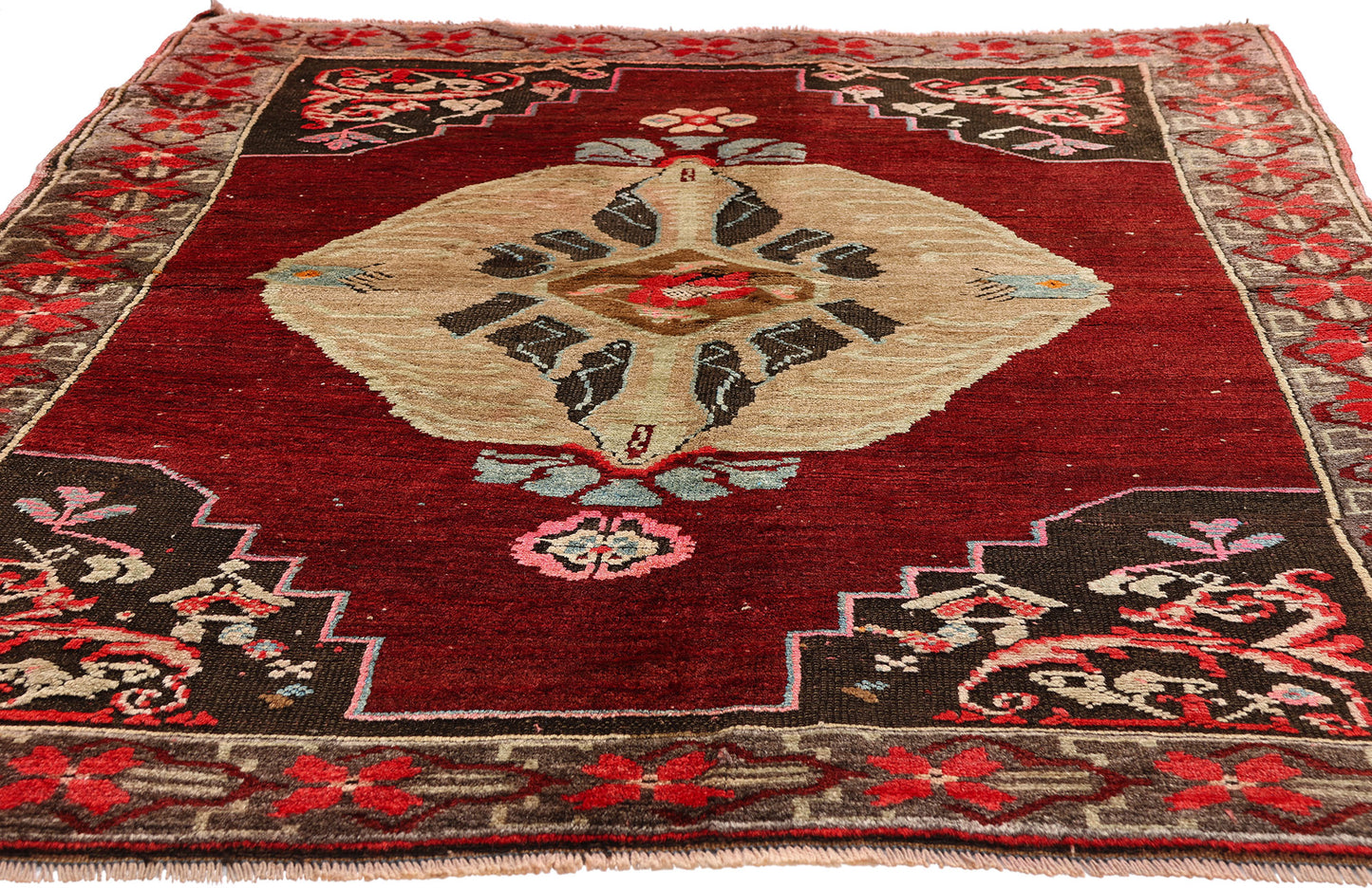 5 x 6 - Red Vintage Turkish Oushak Rug - 54064