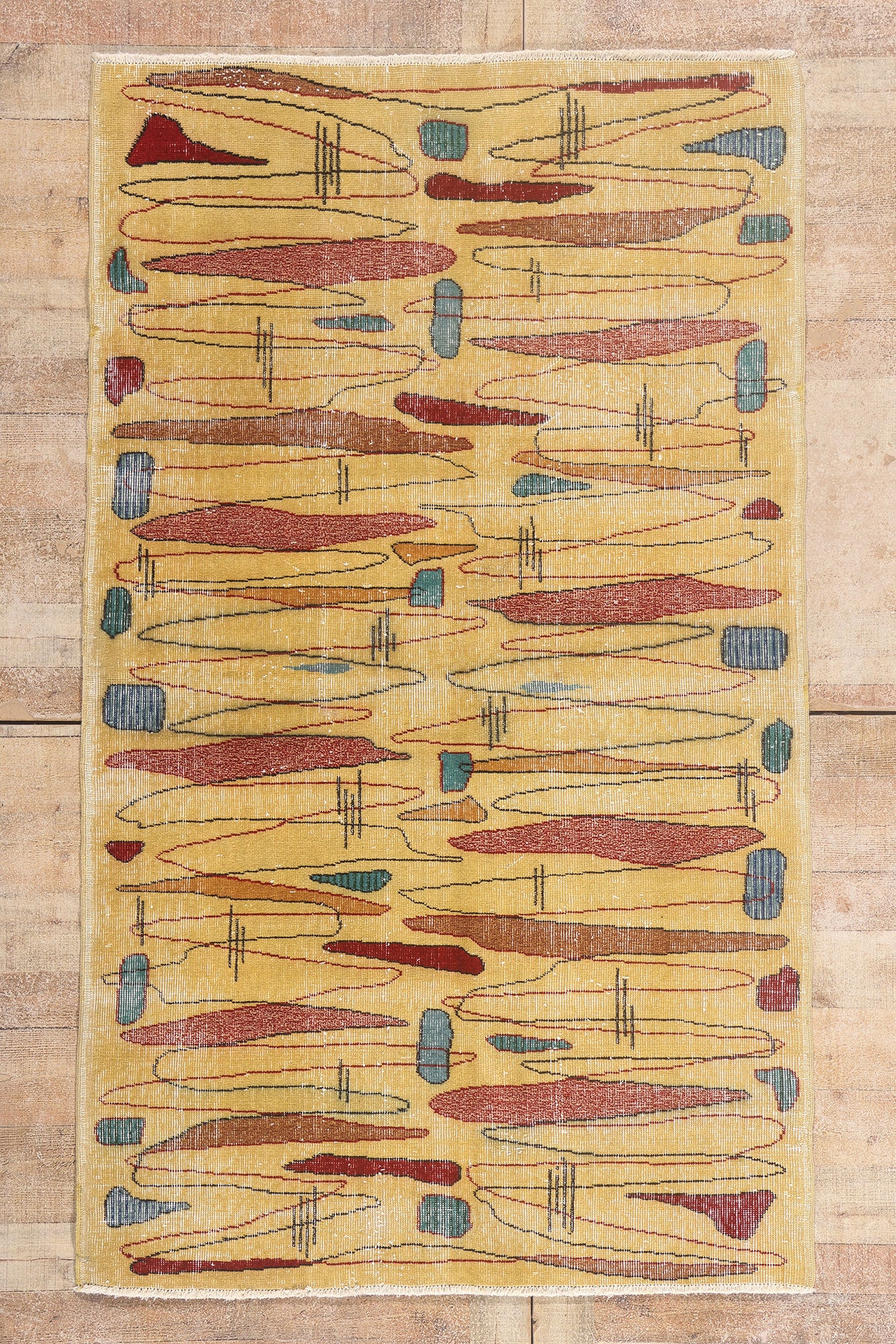 4 x 7 - Yellow Vintage Turkish Sivas Rug - 54066