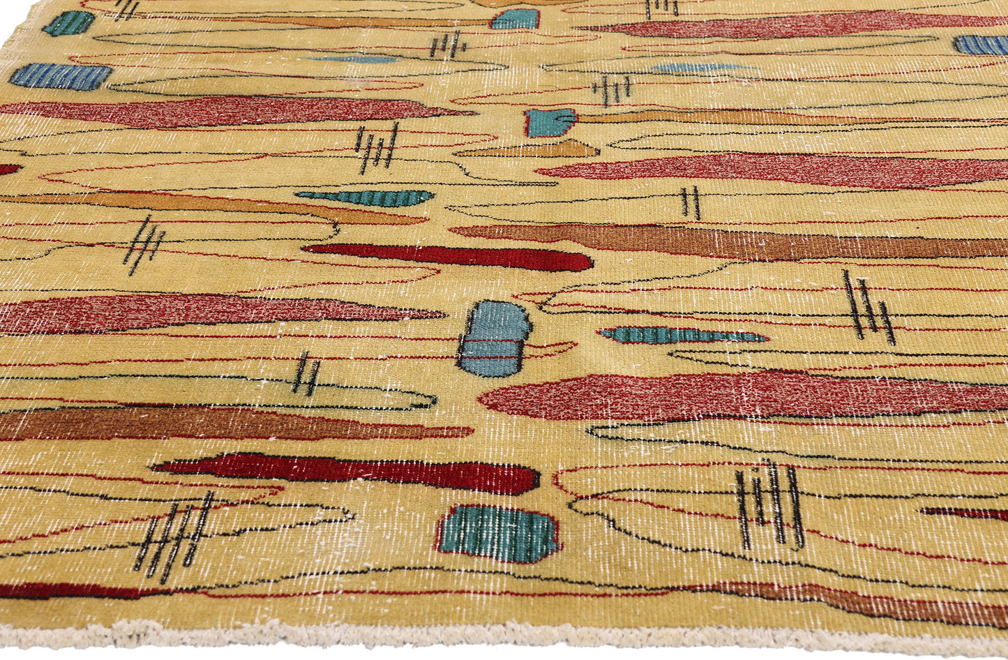 4 x 7 - Yellow Vintage Turkish Sivas Rug - 54066