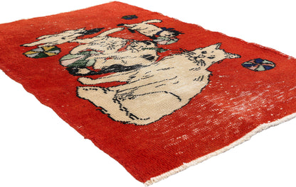 3 x 4 - Red Vintage Turkish Sivas Rug - 54069