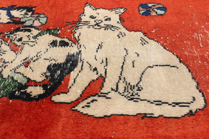 3 x 4 - Red Vintage Turkish Sivas Rug - 54069