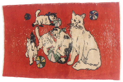 3 x 4 - Red Vintage Turkish Sivas Rug - 54069