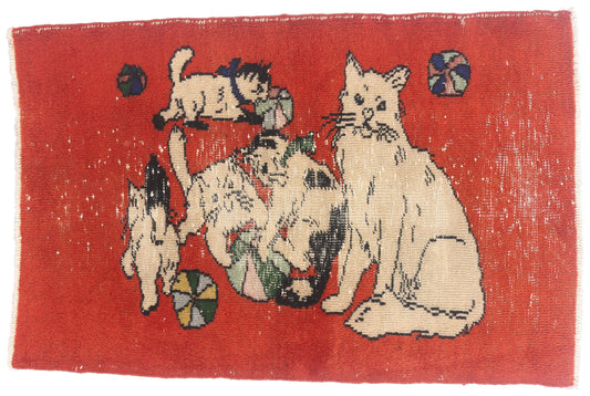 3 x 4 - Red Vintage Turkish Sivas Rug - 54069