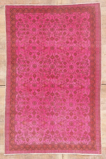 5 x 7 - Pink Vintage Turkish Overdyed Sivas Rug - 54070
