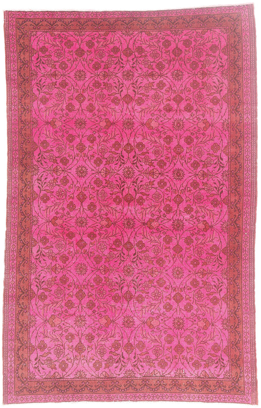 5 x 7 - Pink Vintage Turkish Overdyed Sivas Rug - 54070