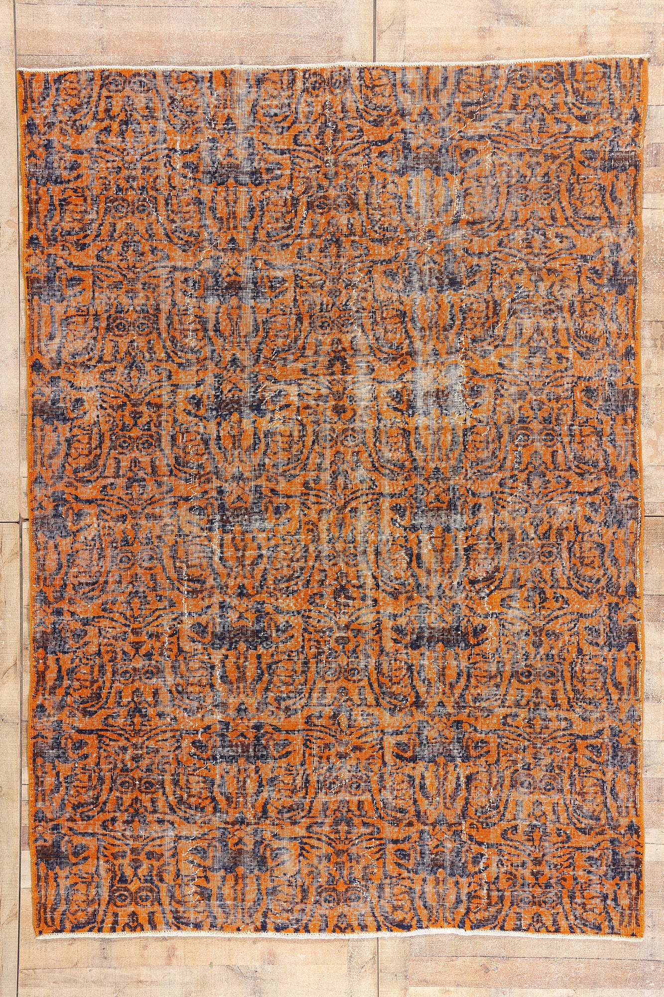 7 x 10 - Orange Vintage Turkish Sivas Rug - 54071