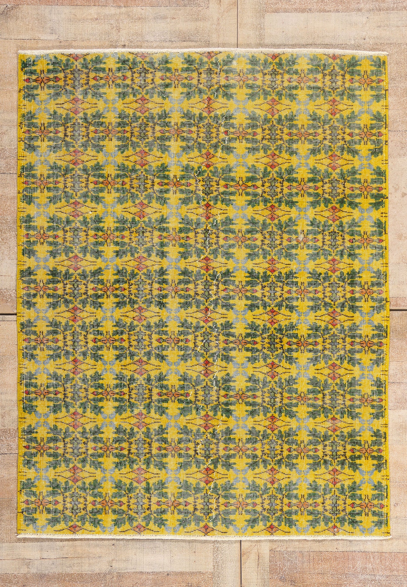 5 x 6 - Yellow Vintage Turkish Sivas Rug - 54073