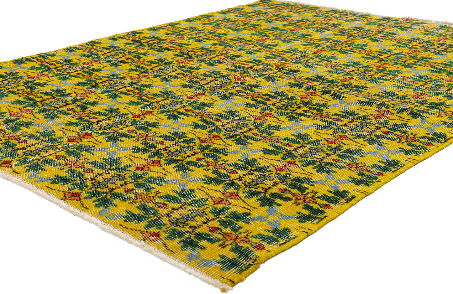 5 x 6 - Yellow Vintage Turkish Sivas Rug - 54073