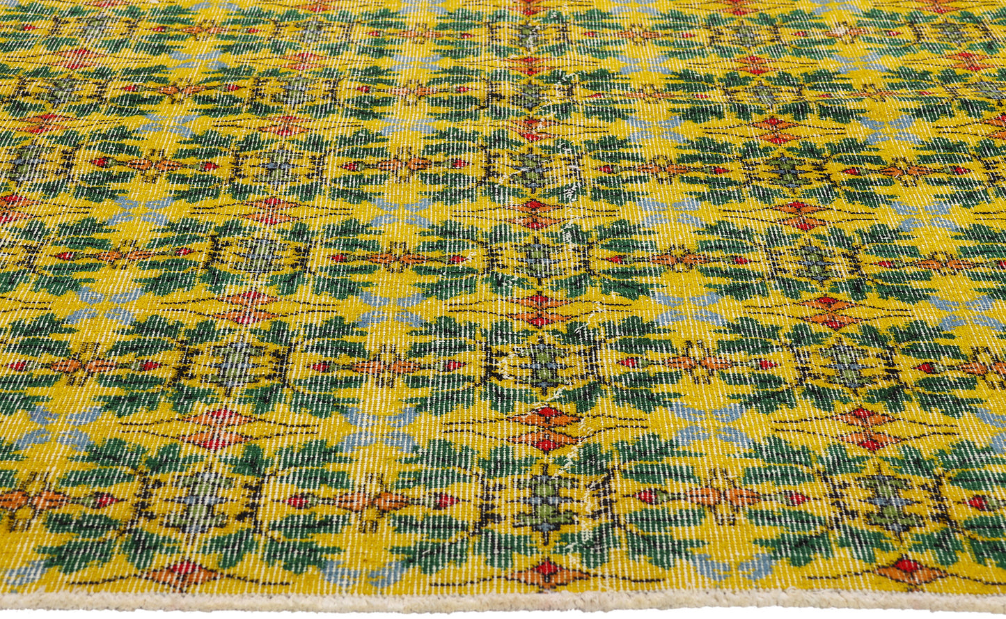 5 x 6 - Yellow Vintage Turkish Sivas Rug - 54073