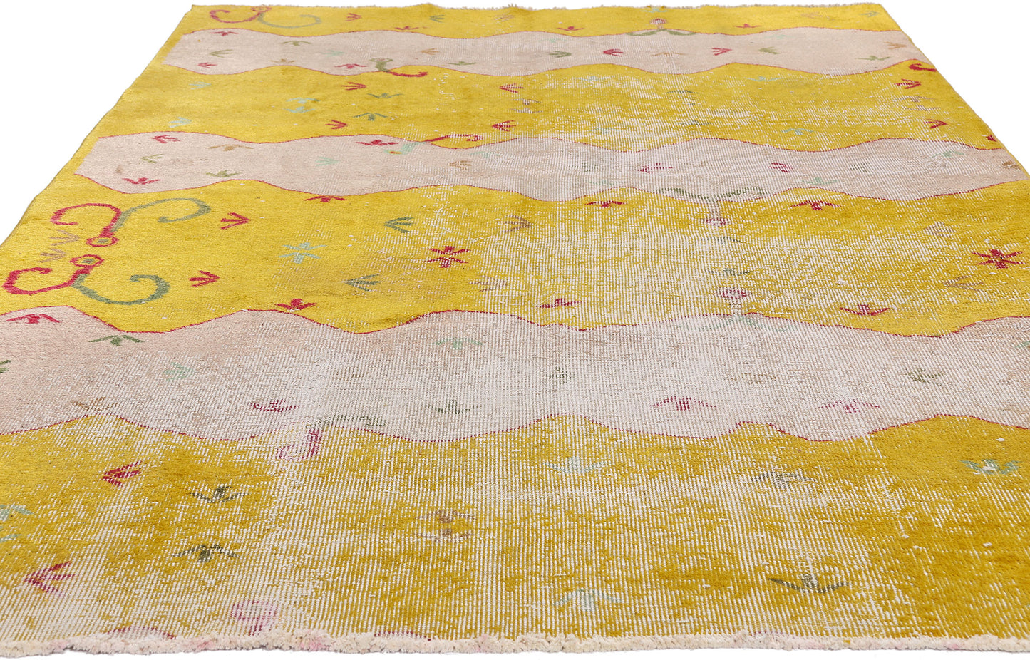 5 x 8 - Yellow Vintage Turkish Sivas Rug - 54074