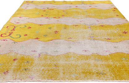 5 x 8 - Yellow Vintage Turkish Sivas Rug - 54074