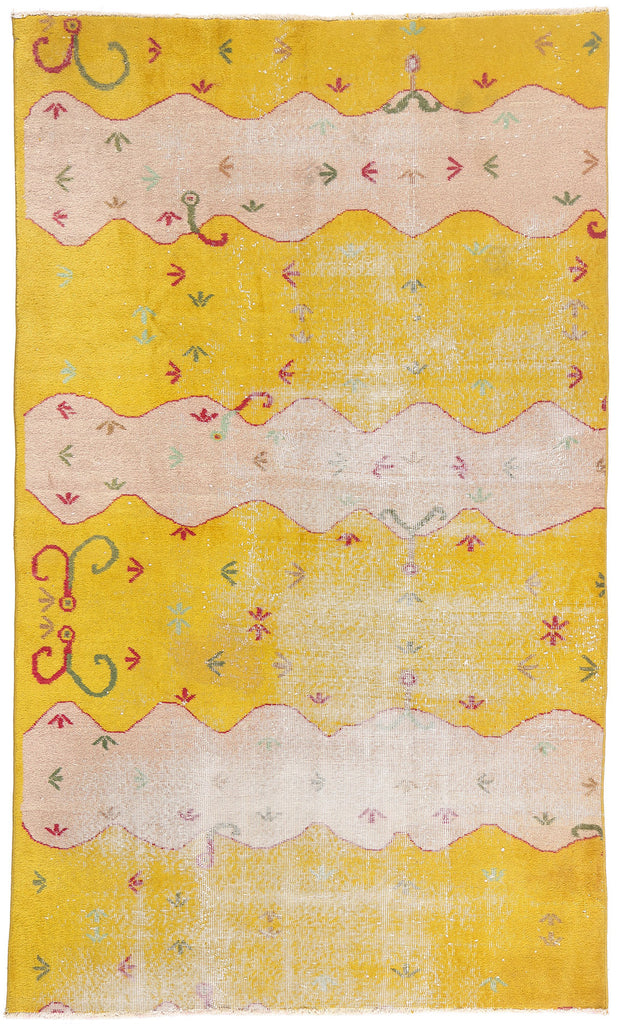 5 x 8 - Yellow Vintage Turkish Sivas Rug - 54074