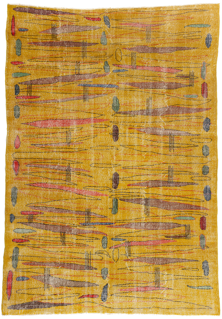 7 x 10 - Yellow Vintage Turkish Sivas Rug - 54075