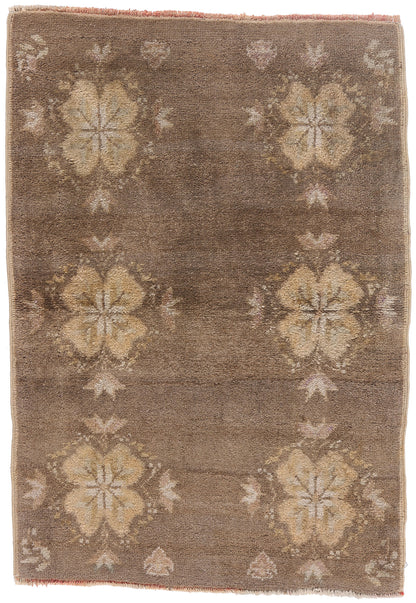 3 x 4 - Brown Vintage Turkish Tulu Rug - 54083