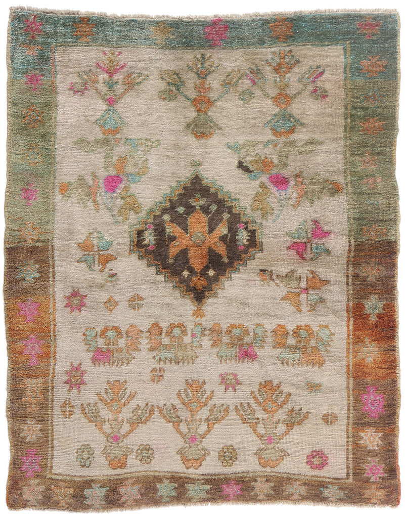 4 x 5 - Gray Vintage Turkish Tulu Rug - 54085