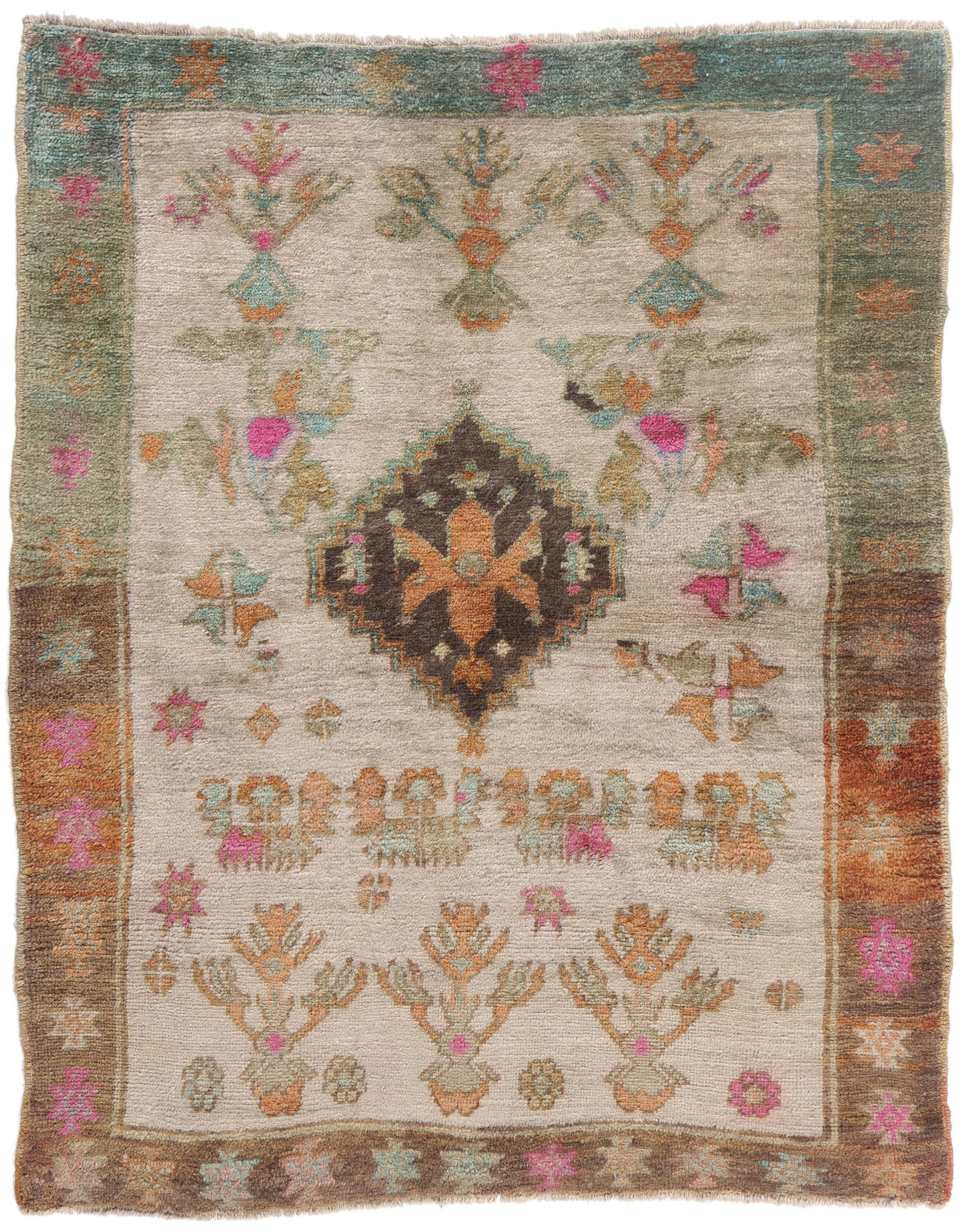 4 x 5 - Gray Vintage Turkish Tulu Rug - 54085