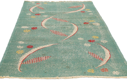 3 x 6 - Green Vintage Turkish Sivas Rug - 54092