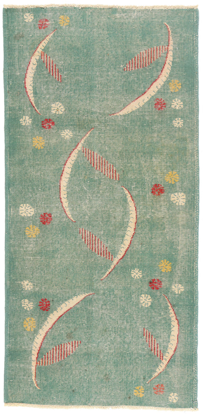 3 x 6 - Green Vintage Turkish Sivas Rug - 54092