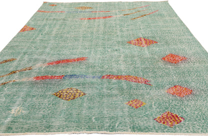 5 x 9 - Green Vintage Turkish Sivas Rug - 54093