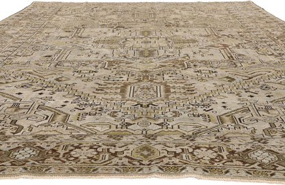 9 x 12 - Beige Antique Persian Heriz Rug - 54105