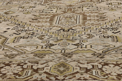 9 x 12 - Beige Antique Persian Heriz Rug - 54105