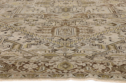 9 x 12 - Beige Antique Persian Heriz Rug - 54105