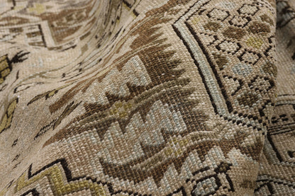 9 x 12 - Beige Antique Persian Heriz Rug - 54105